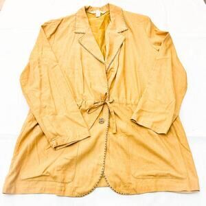 Melrose 100% Silk Contrast Golden Stich 2-Button Blazer Size 14